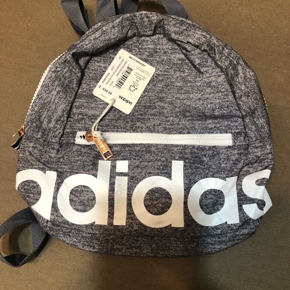 adidas Kids Heather Gray Backpack with White Logo